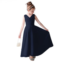Dideyttawl Blush Pink Flower Girl Dress V Neck Sleeveless Floor-Length Dress