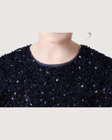 Navy Blue Sequins A-line Girls Formal Dress Front View