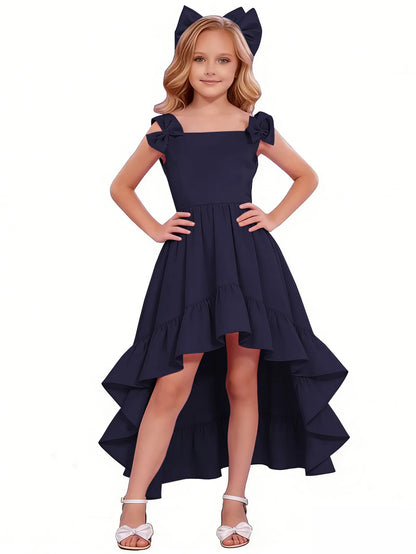 dideyttawl High-Low Junior Bridesmaid Dresses for Girls Chiffon  A-Line Pageant Ball Dress 2636