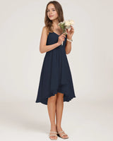 Navy Blue Chiffon A-line Junior Bridesmaid Dress Front View