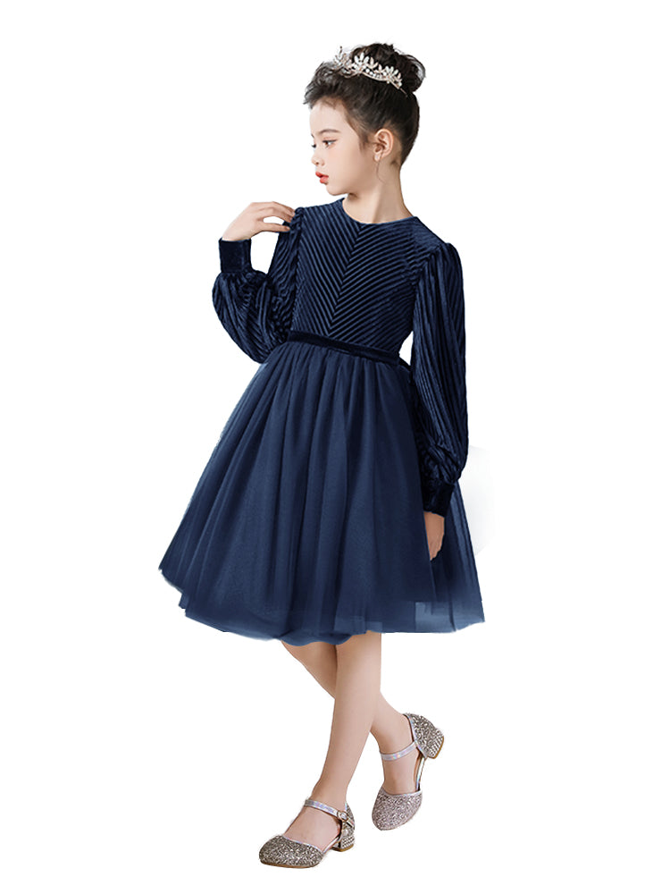Dideyttawl Spring Girls Short Velvet Flower Girl Dress Elegant Formal Dress Lantern Long Sleeves Girls Birthday Party Dress, Navy Blue / 16 Dideyttawl Spring Girls Short Velvet Flower Girl Dress Elegant Formal Dress Lantern Long Sleeves Girls Birthday Party Dress, Navy Blue / 16