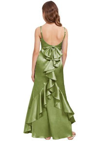 Dideyttawl Mermaid Girls Formal Dress Satin Special Occasion Dress for Girls 2522