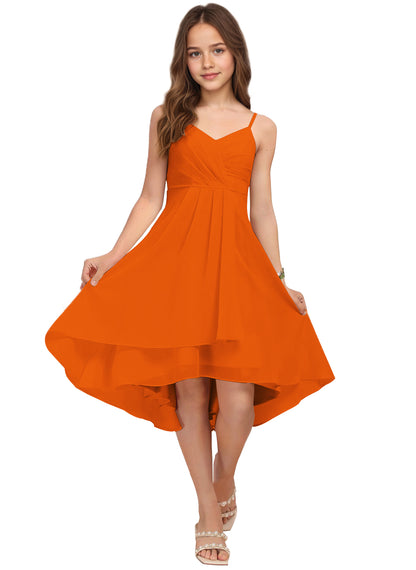 Chiffon Short Junior Bridesmaid Dresses Knee Length Sleeveless Flower Girl Dresses for 4-16 2504