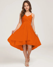Front Orange Chiffon Junior Bridesmaid Dress