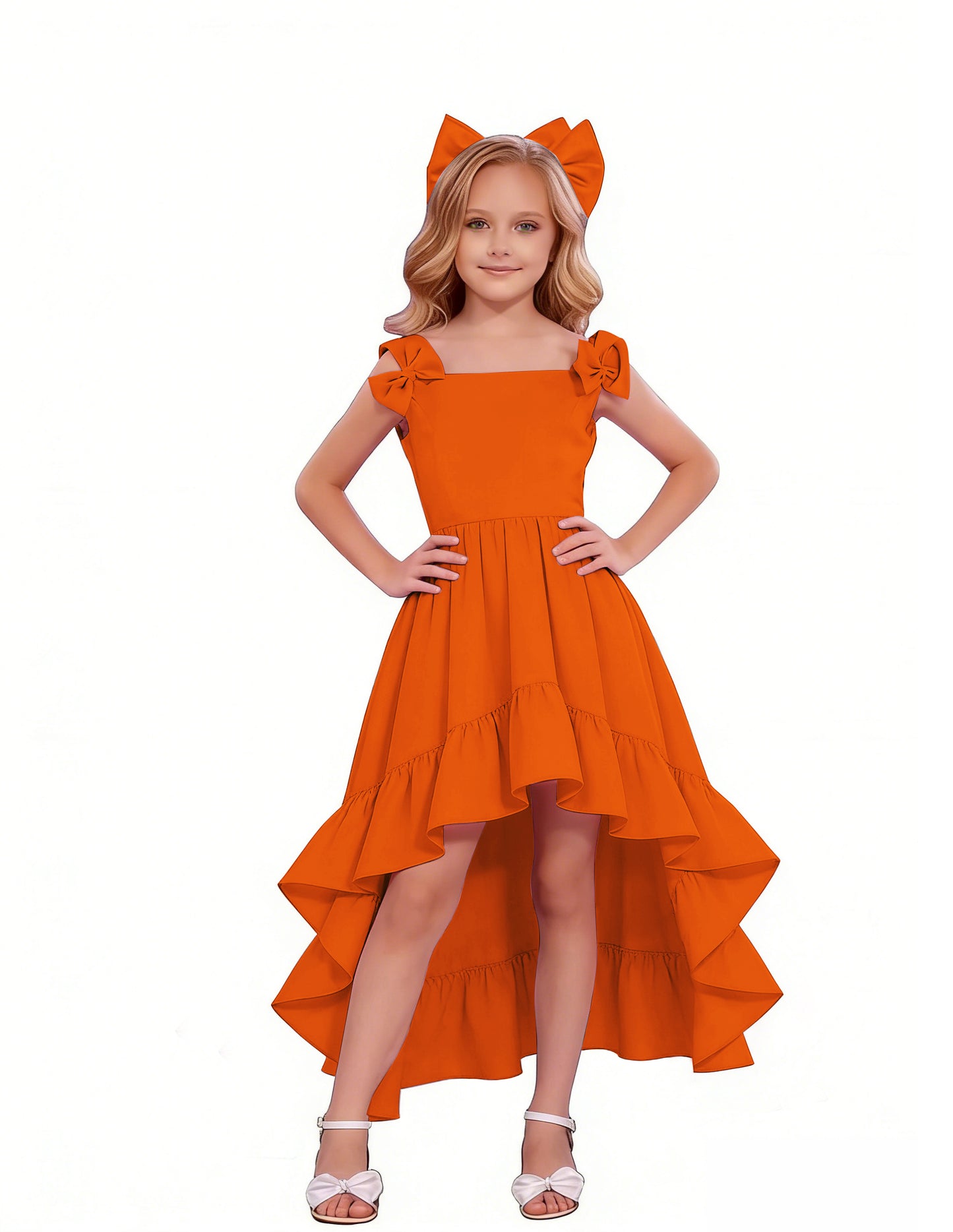 dideyttawl High-Low Junior Bridesmaid Dresses for Girls 4-16 Chiffon  A-Line Pageant Formal Party Ball Dress 2636