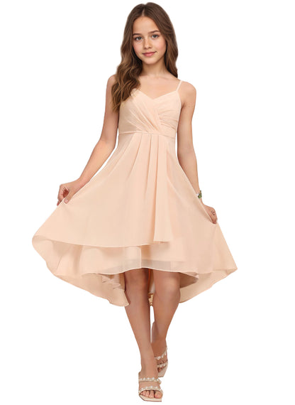 Chiffon Short Junior Bridesmaid Dresses Knee Length Sleeveless Flower Girl Dresses for 4-16 2504