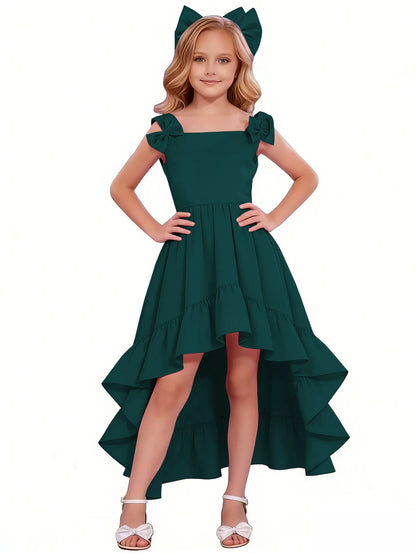 dideyttawl High-Low Junior Bridesmaid Dresses for Girls Chiffon  A-Line Pageant Ball Dress 2636