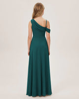 Peacock Chiffon A-line Junior Bridesmaid Dress Back View