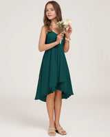 Peacock Chiffon A-line Junior Bridesmaid Dress Front View