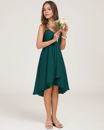 Side Peacock Chiffon Junior Bridesmaid Dress