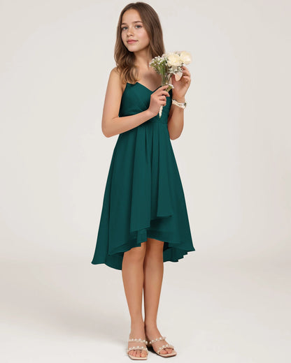 Side Peacock Chiffon Junior Bridesmaid Dress