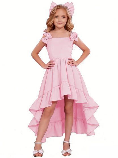 dideyttawl High-Low Junior Bridesmaid Dresses for Girls Chiffon  A-Line Pageant Ball Dress 2636