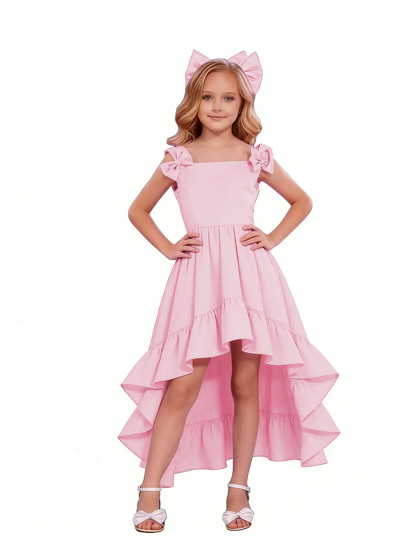 dideyttawl High-Low Junior Bridesmaid Dresses for Girls 4-16 Chiffon  A-Line Pageant Formal Party Ball Dress 2636