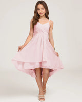Pink Chiffon A-line Junior Bridesmaid Dress Front View