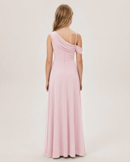 Pink Chiffon A-line Junior Bridesmaid Dress Back View