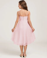 Pink Chiffon A-line Junior Bridesmaid Dress Back View