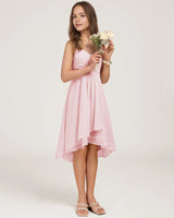 Pink Chiffon A-line Junior Bridesmaid Dress Front View