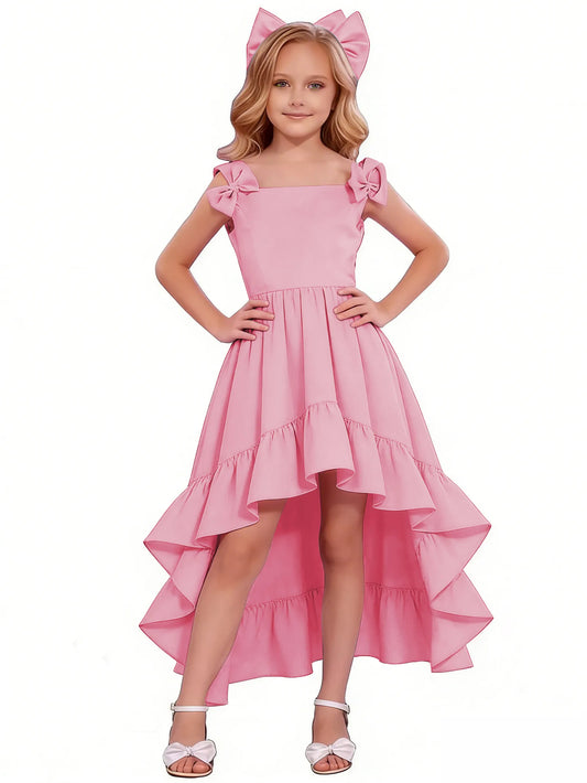 dideyttawl High-Low Junior Bridesmaid Dresses for Girls Chiffon  A-Line Pageant Ball Dress 2636