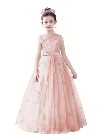 dideyttawl 2026 Fairy Dress for Girls Floral Tulle Flower Girl Dresses Long Sleeveless Jr Bridesmaid Prom Gown 2554