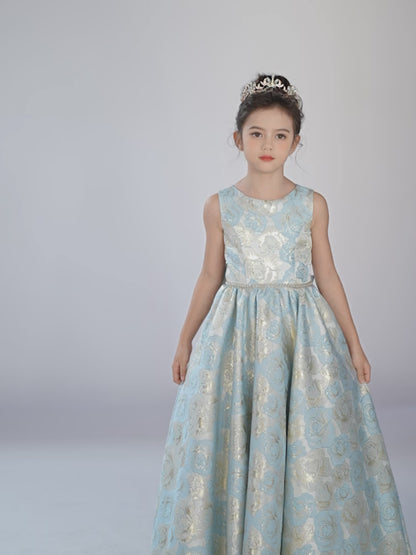 Satin Flower Girl Dress for Wedding First Communion Dress for Girls Sleeves Birthday Party Pageant Dress Prom Ball Gown