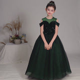 Dideyttawl Sequin Girls Formal Dress with Off-Shoulder Tulle Dress