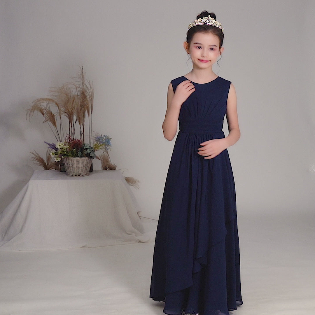 Dideyttawl Chiffon Junior Bridesmaid  Dress Girls Formal Gown for Girls