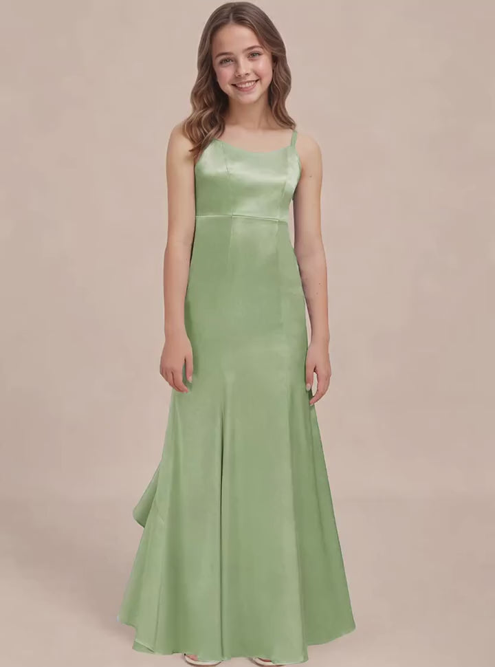 Dideyttawl Mermaid Girls Formal Dress Satin Special Occasion Dress for Girls 2522