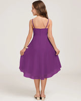 Purple Chiffon A-line Junior Bridesmaid Dress Back View