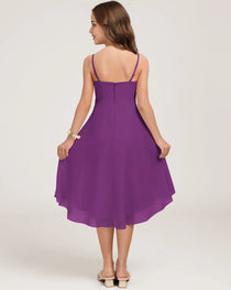 Back Purple Chiffon Junior Bridesmaid Dress