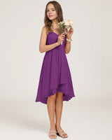 Purple Chiffon A-line Junior Bridesmaid Dress Front View