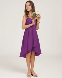 Side Purple Chiffon Junior Bridesmaid Dress