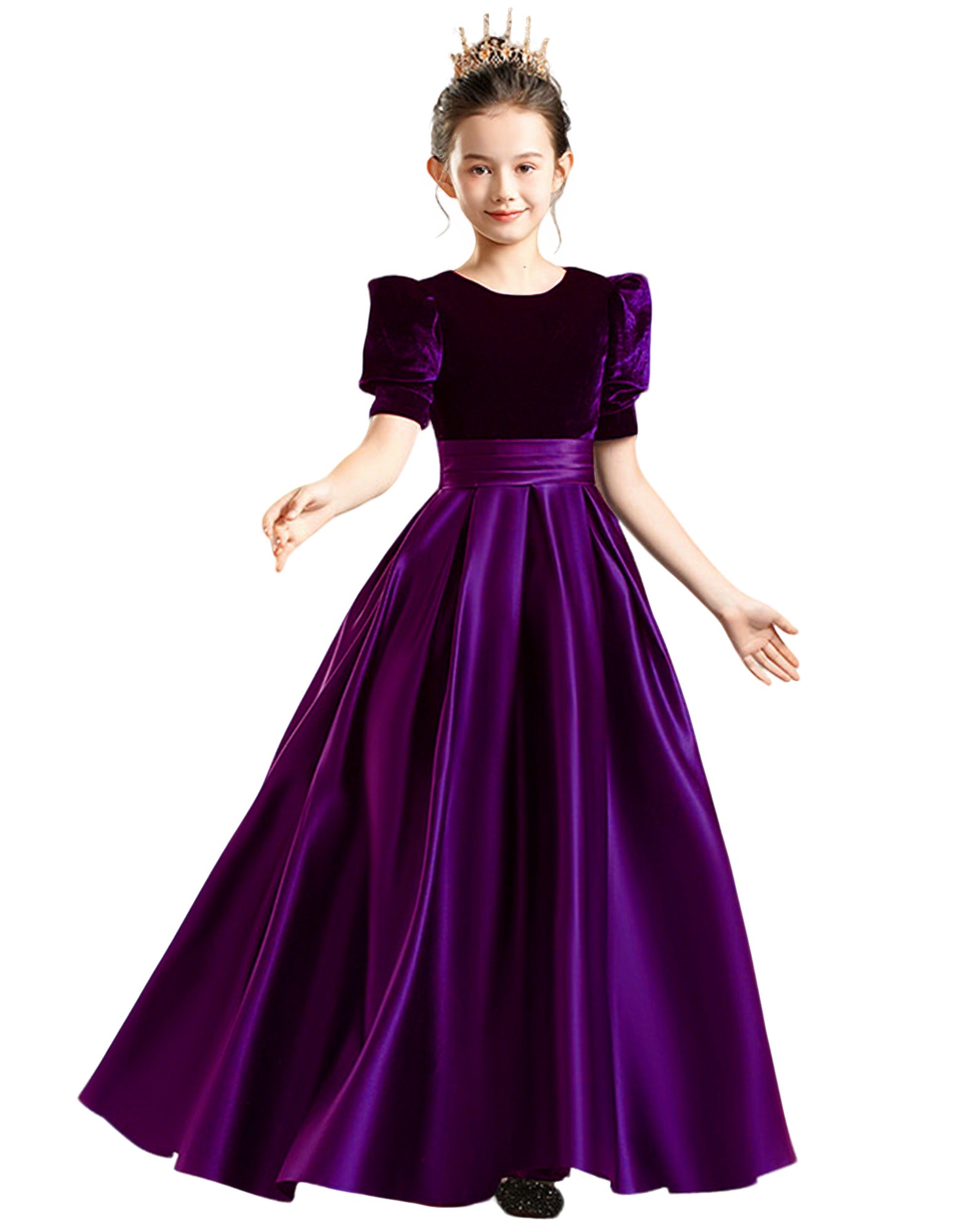 dideyttawl Velvet Junior Bridesmaid Dresses A-Line Satin Flower Girl Dress 2540, Purple / 14 dideyttawl Velvet Junior Bridesmaid Dresses A-Line Satin Flower Girl Dress 2540, Purple / 14