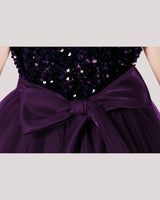 Purple Tulle A-line Girls Formal Dress Front View