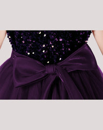 Purple Detail Tulle Flower Girls Dress