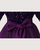 Purple Tulle A-line Girls Formal Dress Back View