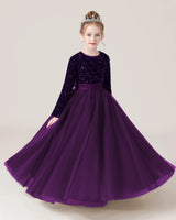 Purple Tulle A-line Girls Formal Dress Front View