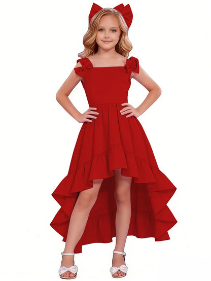 dideyttawl High-Low Junior Bridesmaid Dresses for Girls Chiffon  A-Line Pageant Ball Dress 2636