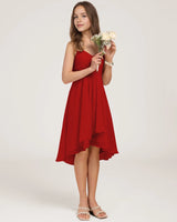 Red Chiffon A-line Junior Bridesmaid Dress Front View