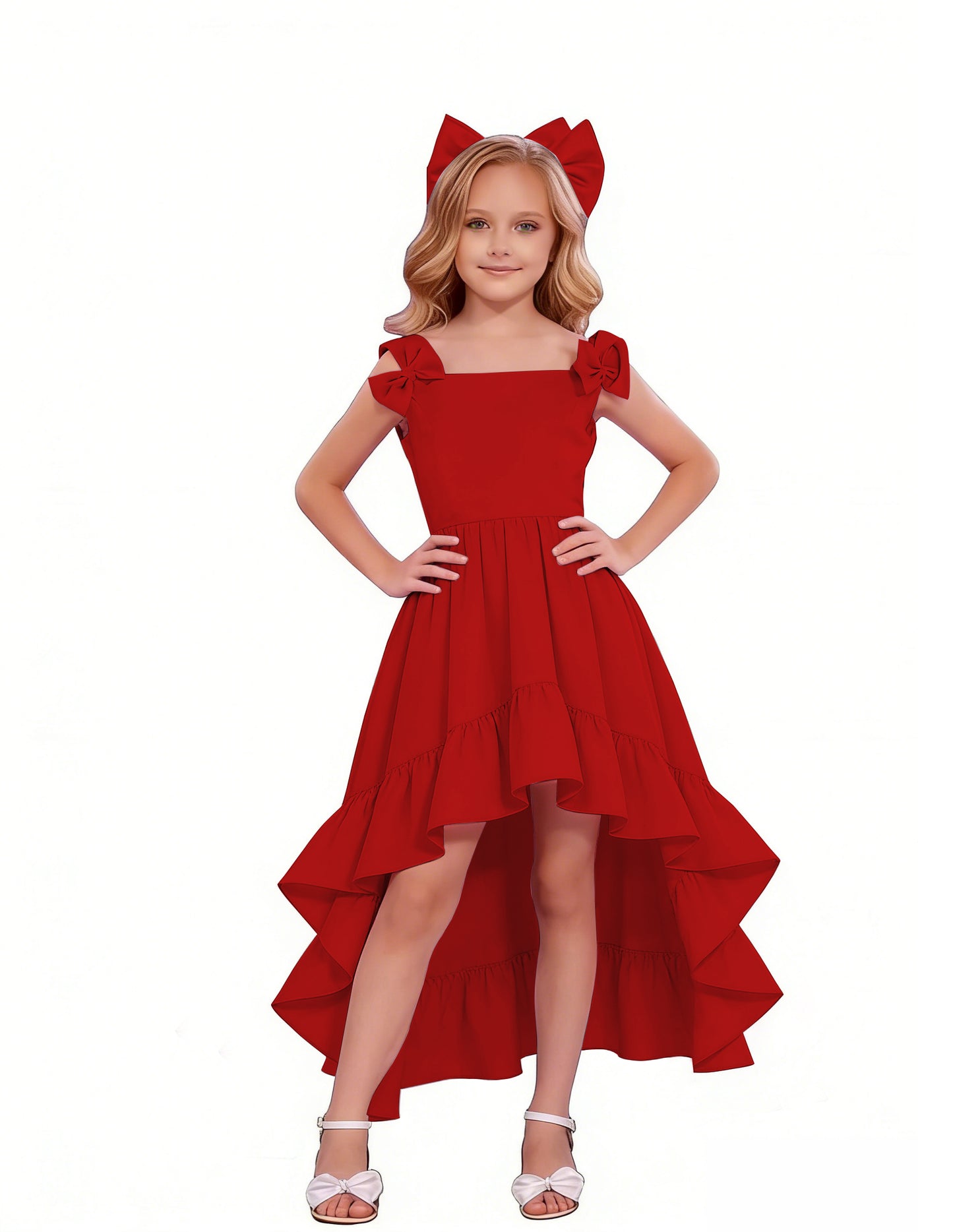 dideyttawl High-Low Junior Bridesmaid Dresses for Girls 4-16 Chiffon  A-Line Pageant Formal Party Ball Dress 2636
