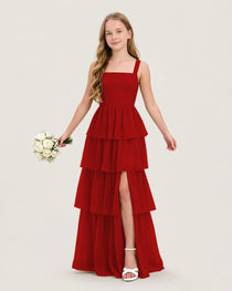 Red Front Chiffon Junior Bridesmaid Dresses
