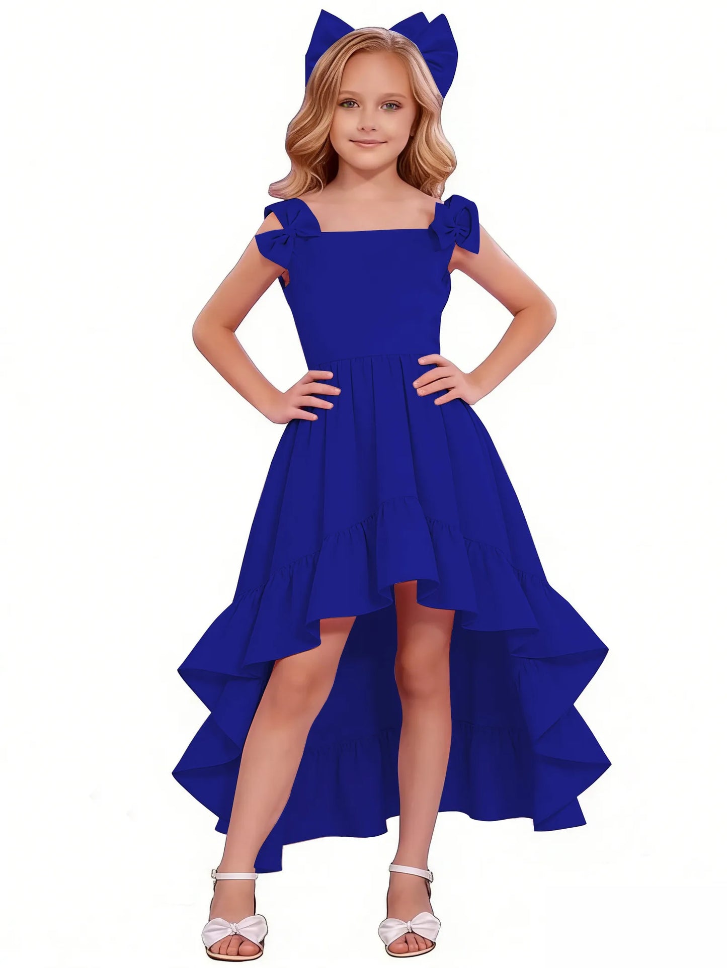 dideyttawl High-Low Junior Bridesmaid Dresses for Girls Chiffon  A-Line Pageant Ball Dress 2636
