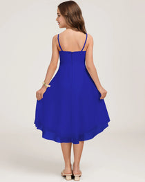 Back Royal Blue Chiffon Junior Bridesmaid Dress