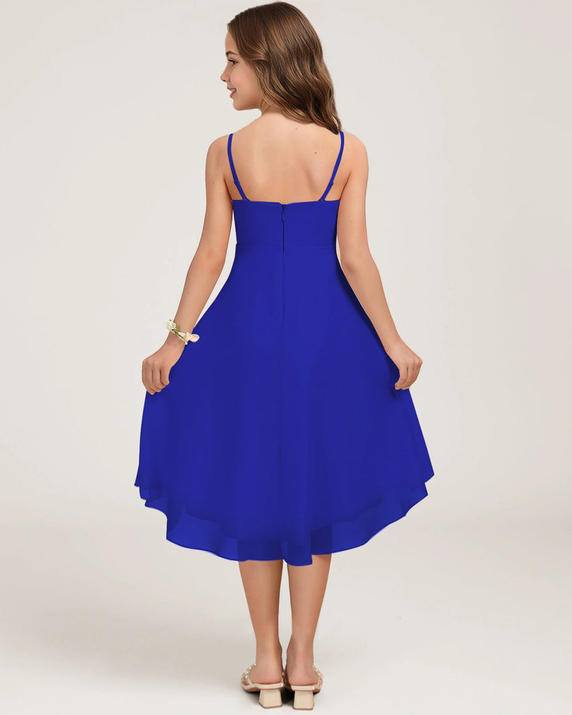 Royal Blue Chiffon A-line Junior Bridesmaid Dress Back View