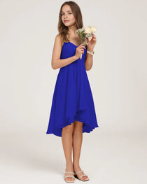 Side Royal Blue Chiffon Junior Bridesmaid Dress