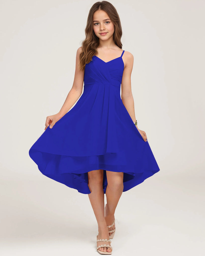 Royal Blue Chiffon A-line Junior Bridesmaid Dress Front View