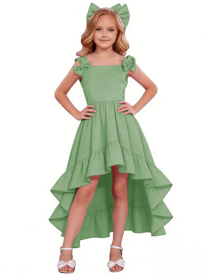 dideyttawl High-Low Junior Bridesmaid Dresses for Girls Chiffon  A-Line Pageant Ball Dress 2636