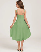 Sage Green Chiffon A-line Junior Bridesmaid Dress Back View