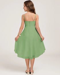 Back Sage Green Chiffon Junior Bridesmaid Dress