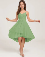 Sage Green  Chiffon A-line Junior Bridesmaid Dress Front View
