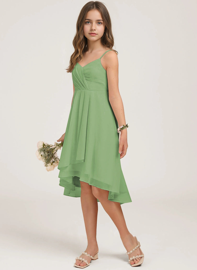 Sage Green  Chiffon A-line Junior Bridesmaid Dress Side View